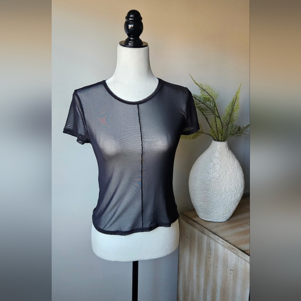 Electrica Sheer Black Short Sleeve Mesh Tee
